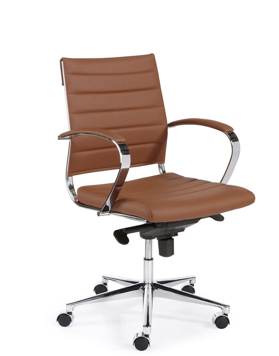 canvas Anders micro 1200PUB Design bureaustoel 600, lage rug in bruin PU - 2e hands en nieuw  kantoormeubilair
