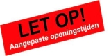 Aanpassing openingsuren Zaterdag