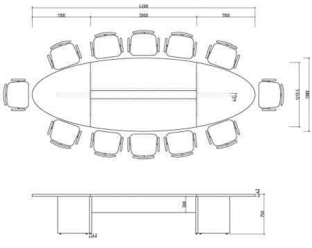 Direct-it ovale tafel 420x138cm antraciet