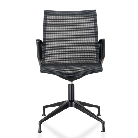 Design vergaderstoel in mesh zwart, zwart frame
