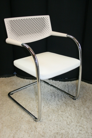 Bezoekersstoel Vitra Visavis Wit leder