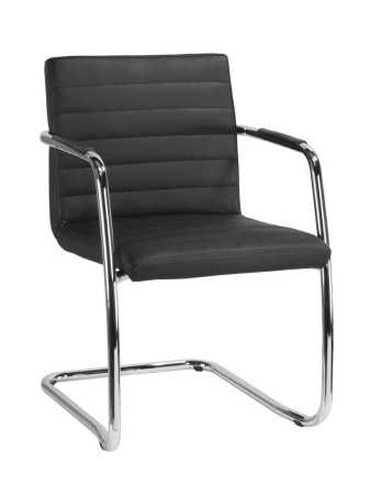 VERGADERSTOEL MODEL "CUBE" ZWART PU
